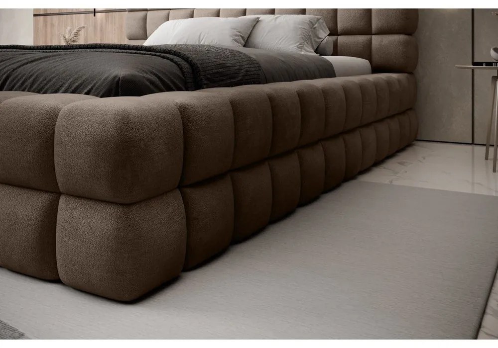 Svetlohnedá čalúnená dvojlôžková posteľ s úložným priestorom s roštom 180x200 cm Dizzle – ELTAP