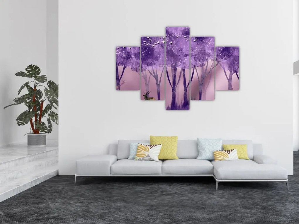Obraz - Jelene v magickom lese (150x105 cm)