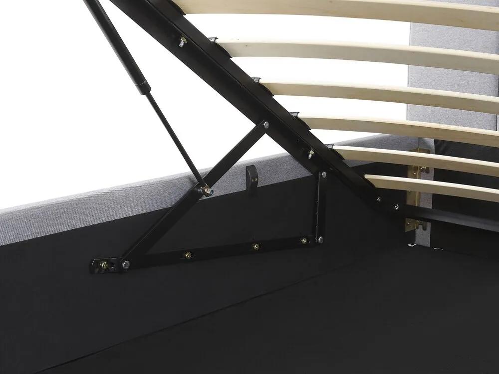 Čalúnená posteľ s úložným priestorom 140 x 200 cm svetlosivá DREUX Beliani