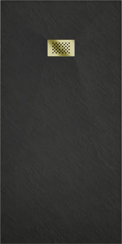 Mexen Hugo, obdĺžniková sprchová vanička SMC 180 x 80 cm, čierna, zlatá krytka, 42708018-G