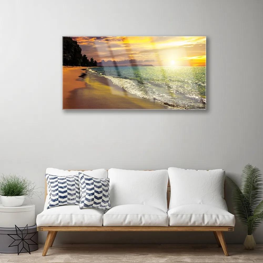 Obraz na akrylátovom skle Slnko pláž more krajina 100x50 cm