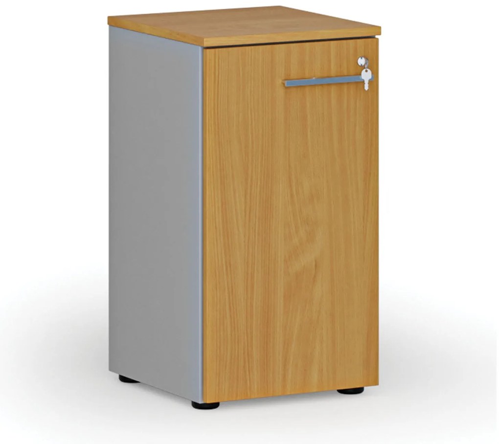 Nízka kancelárska skriňa s dverami PRIMO GRAY, 400 x 420 x 740 mm, sivá/buk