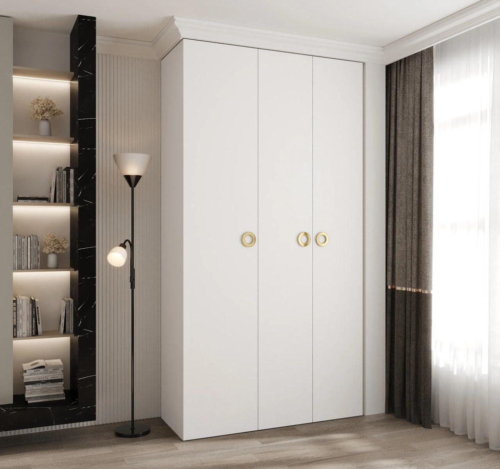 Šatníková skriňa 130 cm Carmela 40-1 (biela + zlatá). Akcia -21%. Vlastná spoľahlivá doprava až k Vám domov. 1126514