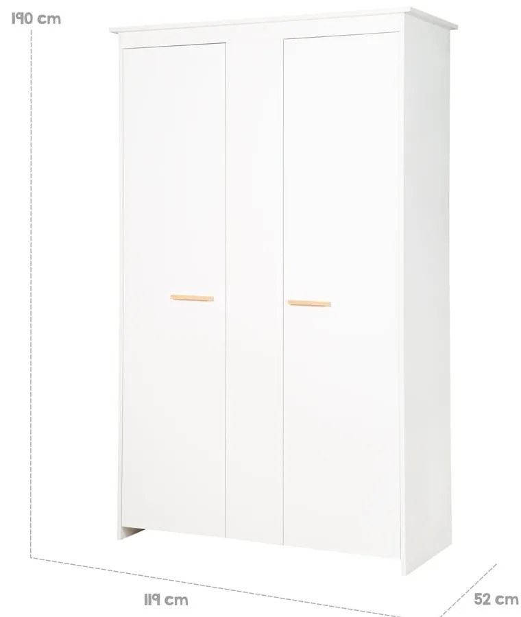 Biela detská šatníková skriňa 119x190x52 cm Anton – Roba