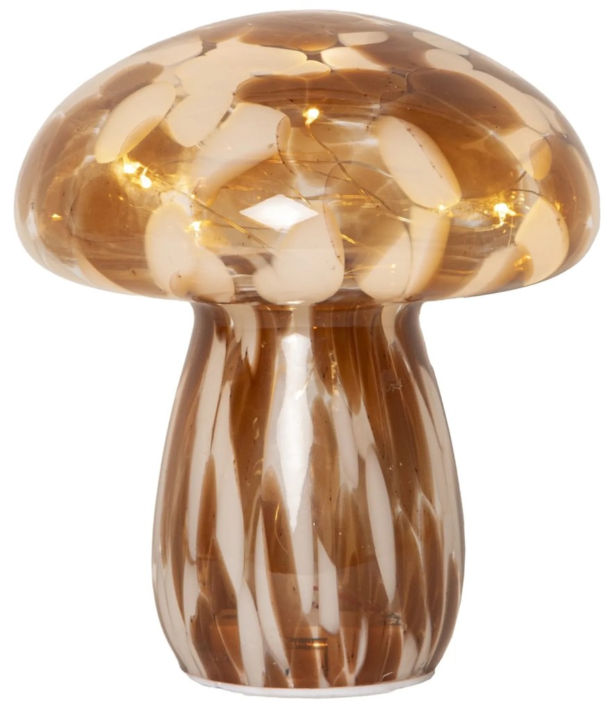 STAR TRADING Svetelná LED dekorácia Funghi Brown Glass 17 cm