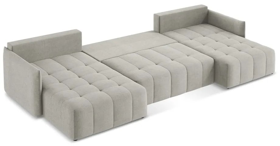 Svetlosivá rozkladacia/s úložným priestorom rohová pohovka (do tvaru "U") Moku – Makamii