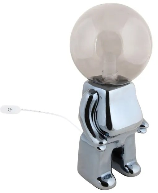 Sivá LED stmievateľná stolová lampa so skleneným tienidlom (výška 27 cm) Ross – Leitmotiv