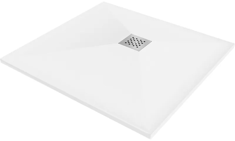 Mexen Stone+, štvorcová vanička z minerálneho kompozitu 100 x 100 cm, biela, 44101010