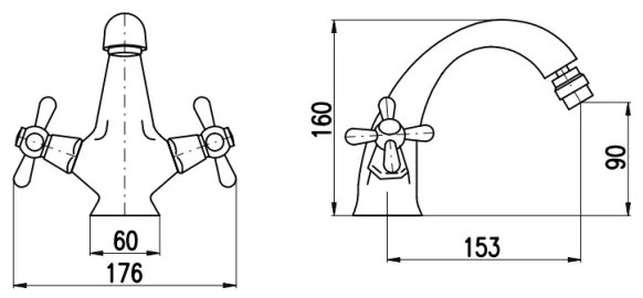 RAV Slezák MK143.0SM - Bidetová batéria + výpusť MORAVA RETRO 16 cm stará mosadz