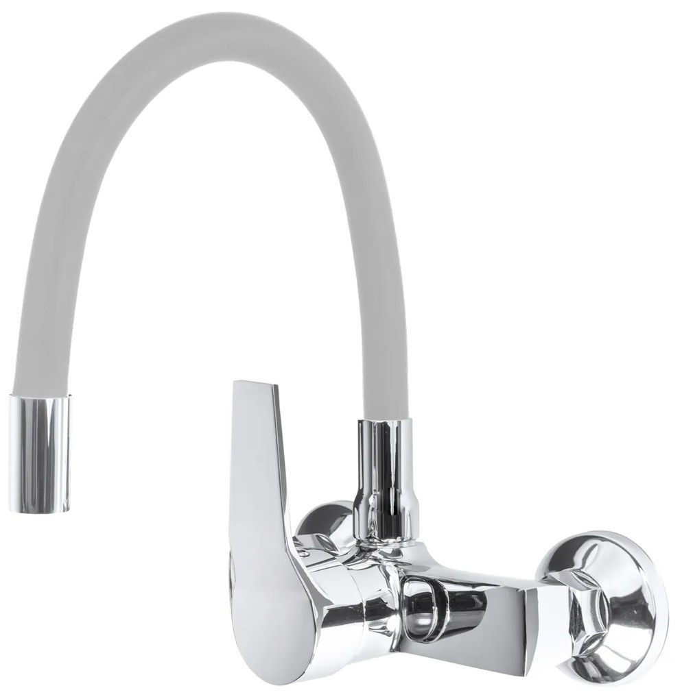 Gamma Flex, nástenná drezová batéria s elastickým ramenom, šedá-chrómová, GMA-BFXS-G