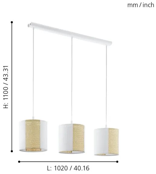 Eglo 43402 - Luster na lanku ARNHEM 3xE27/40W/230V