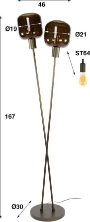 Stojaca lampa 84-30 Bronza 2L Brown Glass - Komfort-nábytok