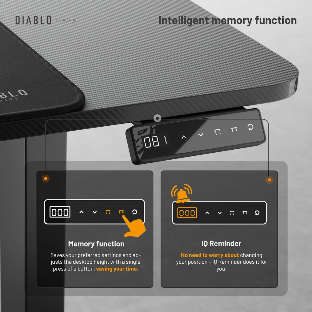 Výškovo nastaviteľný stôl Diablo X-Tensio 1100 čierny