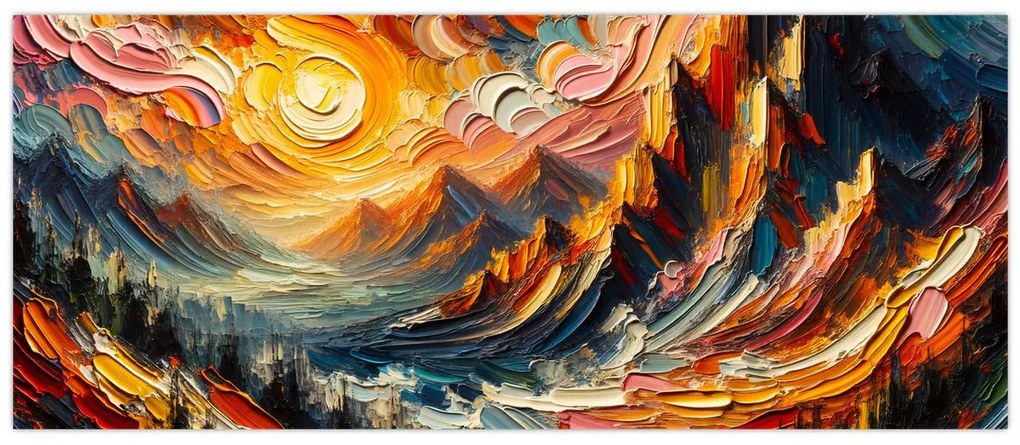 Obraz - Hory zalité slnkom (120x50 cm)