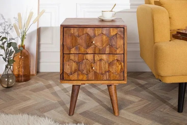 Moderný nočný stolík z masívu Mystic Living Sheesham 40cm