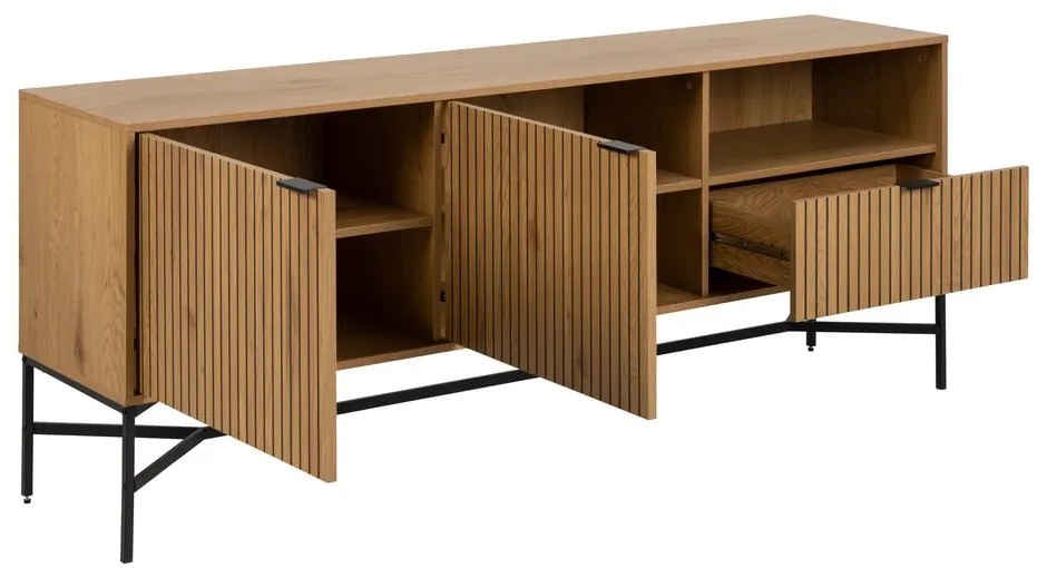 Nízka komoda v dekore duba v prírodnej farbe 180x70 cm Jaipur – Actona