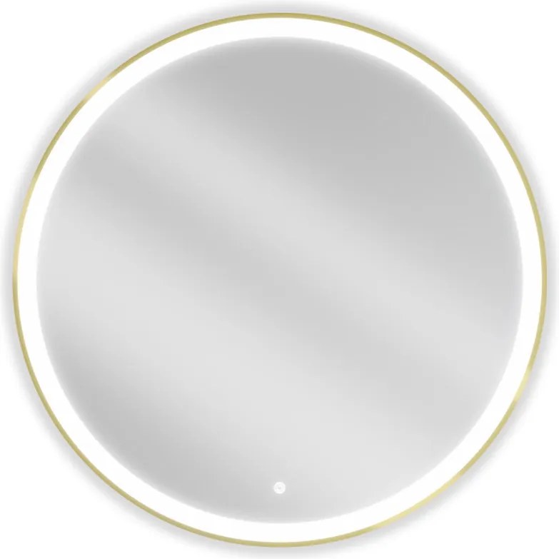 Mexen Esso podsvietené kúpeľňové zrkadlo, okrúhle 90 cm, LED 6000K, protirose, zlatý rám - 9825-090-090-611-50