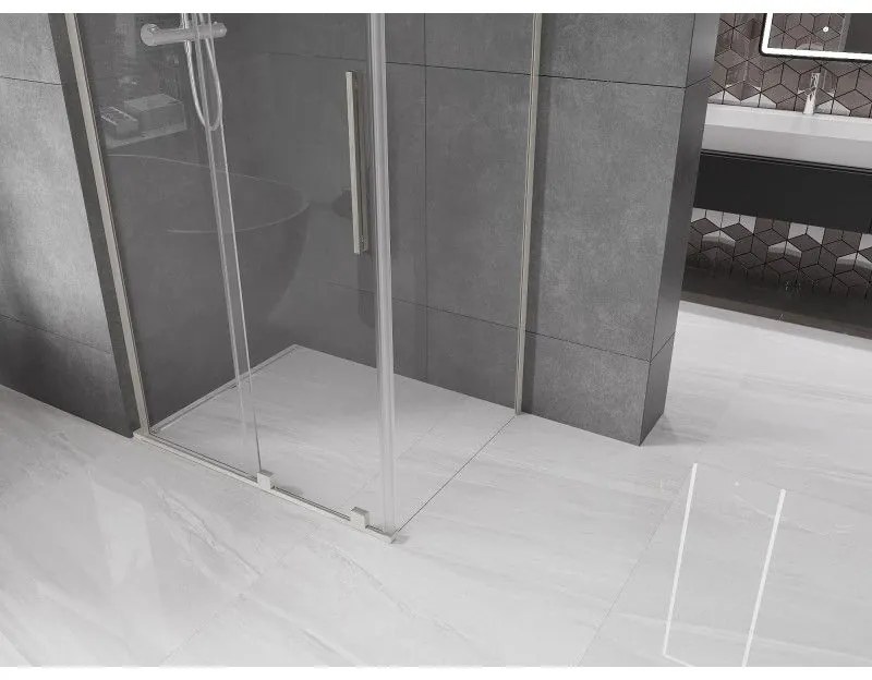 Mexen Velar L, sprchový kút s posuvnými dverami 120 x 80 cm, 8mm číre sklo, brúsená oceľ, 871-120-080-03-97