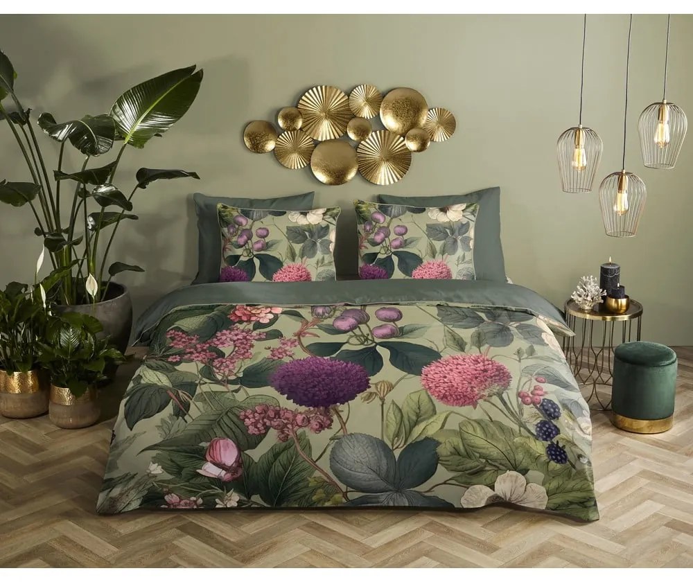 Kaki obliečky na jednolôžko/predĺžené z bavlneného saténu 140x220 cm Onaz – Descanso