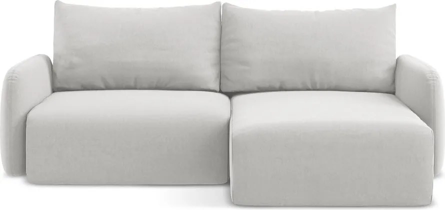 Svetlosivá zamatová rozkladacia/s úložným priestorom rohová pohovka (pravý roh/s leňoškou) Kalena – Makamii