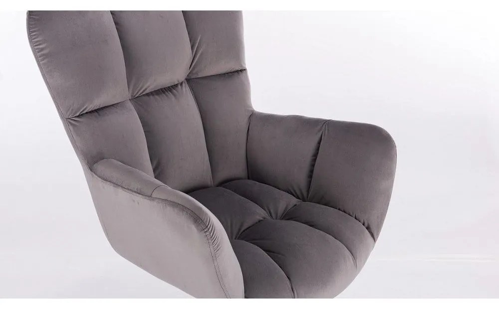 LuxuryForm DESIGN Otočné kreslo AURORA VELUR na striebornej podstave s kolieskami - tmavo šedé