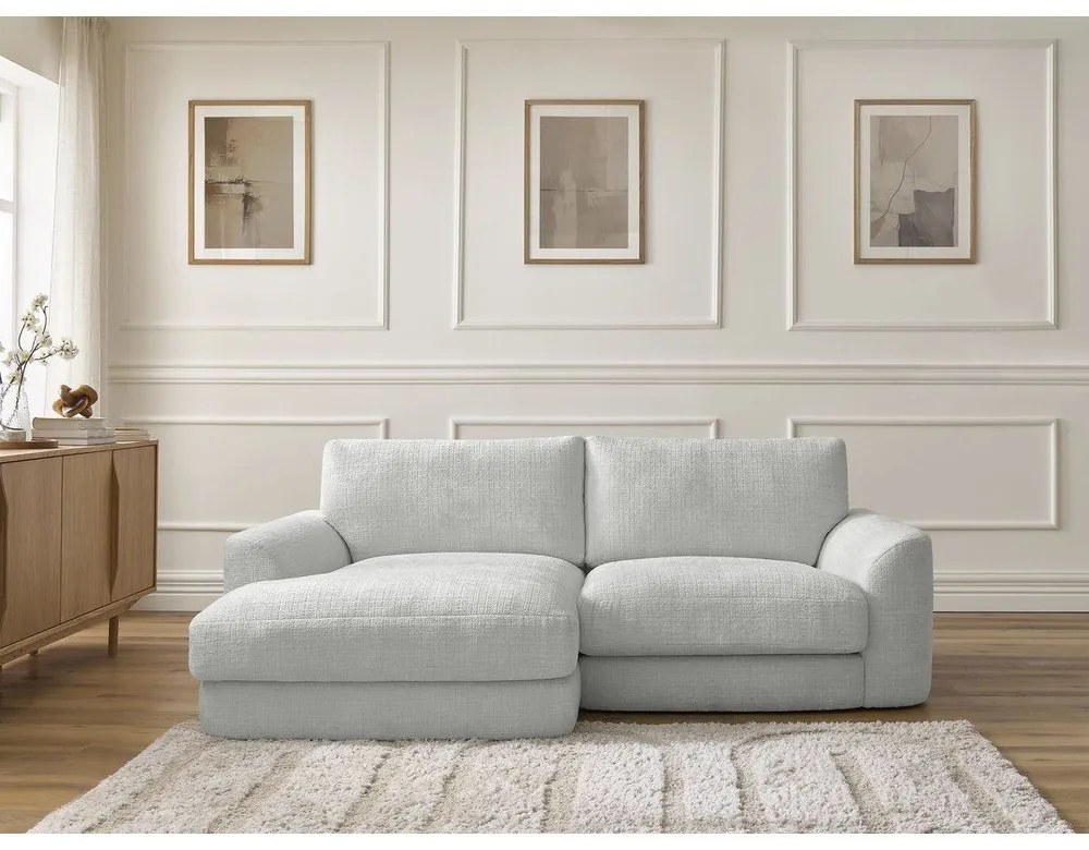 Svetlosivá ženilková rohová pohovka (ľavý roh/s leňoškou) Leonore – Bobochic Paris