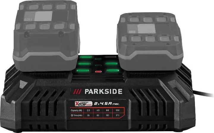 Parkside Performance® Aku nožnice na živý plot Ppahs 40 A1 + Akumulátor 20 V/4 Ah PAP 204 A1, 2 kusy + Dvojitá nabíjačka 20 V/4,5 A (800012588)
