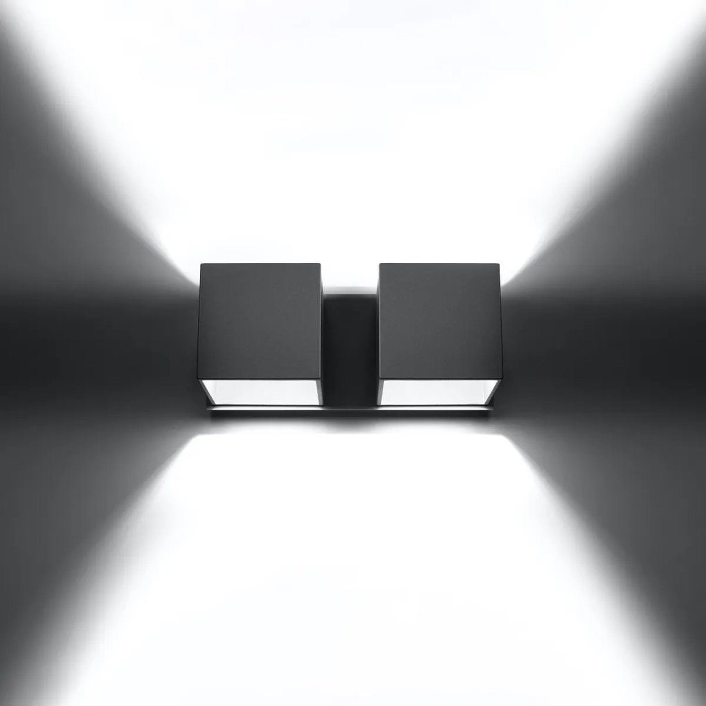 Nástenné svietidlo Quad, 2x sivé kovové tienidlo