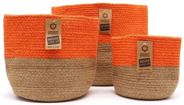 BOHO Úložne košíky sada 3 kusy 25cm oranžové