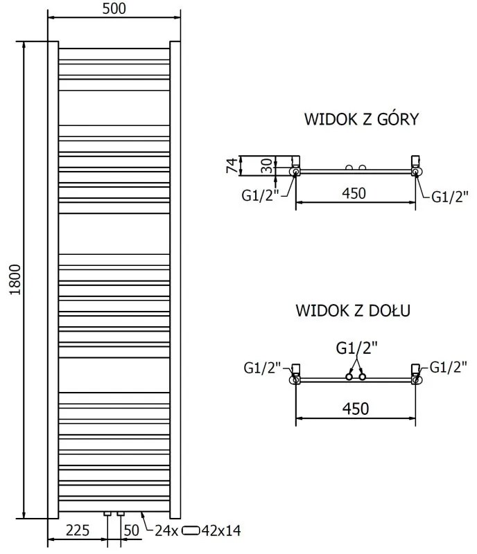 Mexen Uran, vykurovacie teleso 1800x500 mm, 624 W, zlatá lesklá, W105-1800-500-00-50