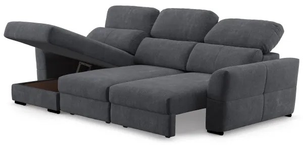 Univerzálna rohová rozkladacia trojmiestna pohovka s úložným priestorom TRENTO antracit