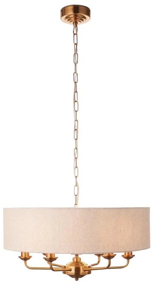 Endon 110722 - Závesný luster HIGHCLERE na reťazi 6xE14/40W/230V, béžová/mosadz, priemer 55 cm