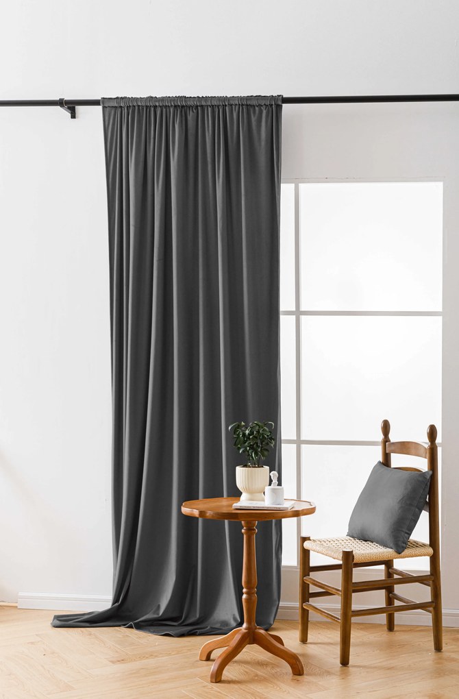 Sivý zatemňovací záves VELVET 140x250 cm Zavesenie: Kovové krúžky