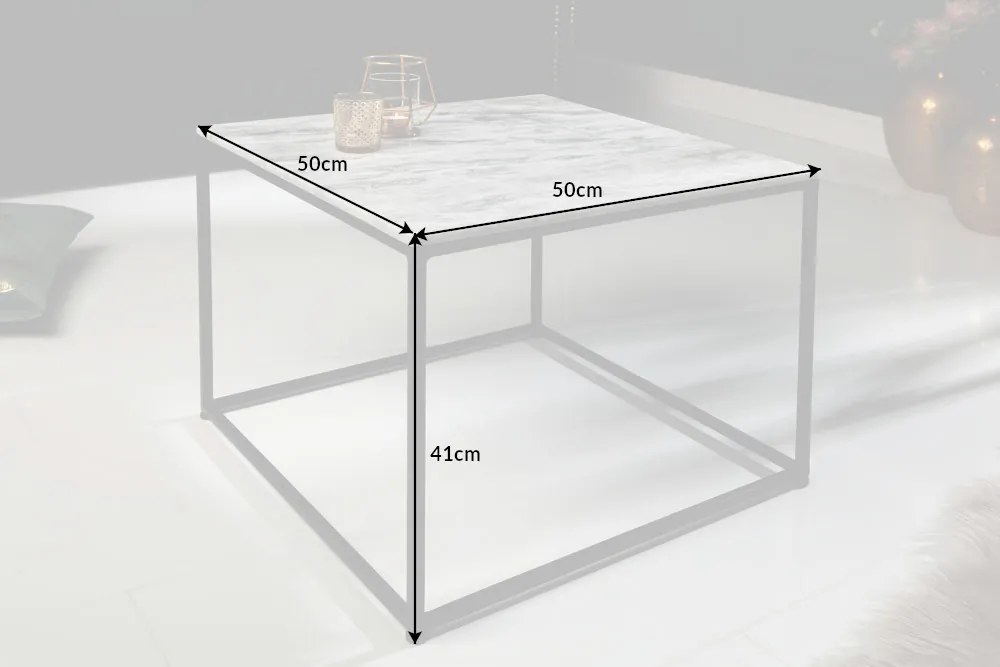 Dizajnový konferenčný stolík Factor 50 cm mramor biely