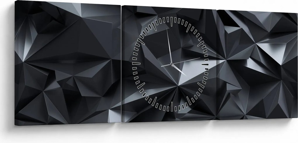 Obraz - Geometrická abstrakcia (s hodinami) (90x30 cm)