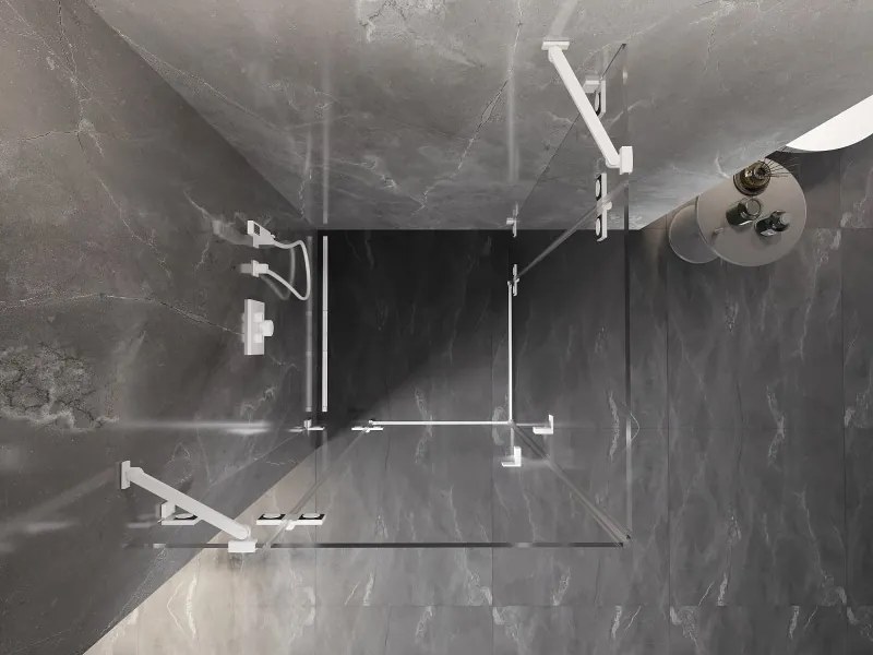 Mexen Lunar Duo, výklopný sprchový kút 70 x 70 cm, 8mm číre sklo, biely profil, 834-070L-070P-20-00