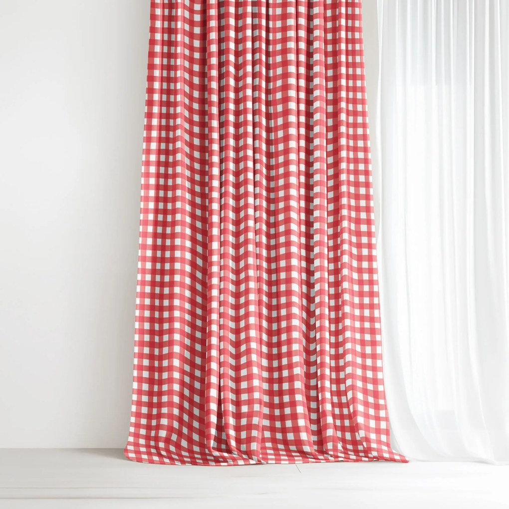 Goldea dekoračný záves luca - červené kocky 280x150 cm