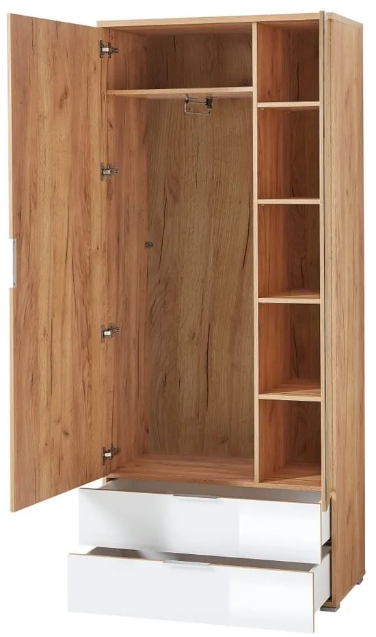 Biela šatníková skriňa v dekore duba so zrkadlom 84x196 cm Telde - Germania