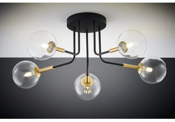 Jupiter 2040 - Luster na tyči BURANO 5xG9/10W/230V čierna/zlatá/číra