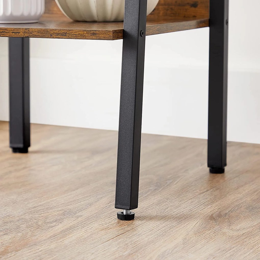 Regál 5-policový, knižnica, rustikálna hnedá a čierna