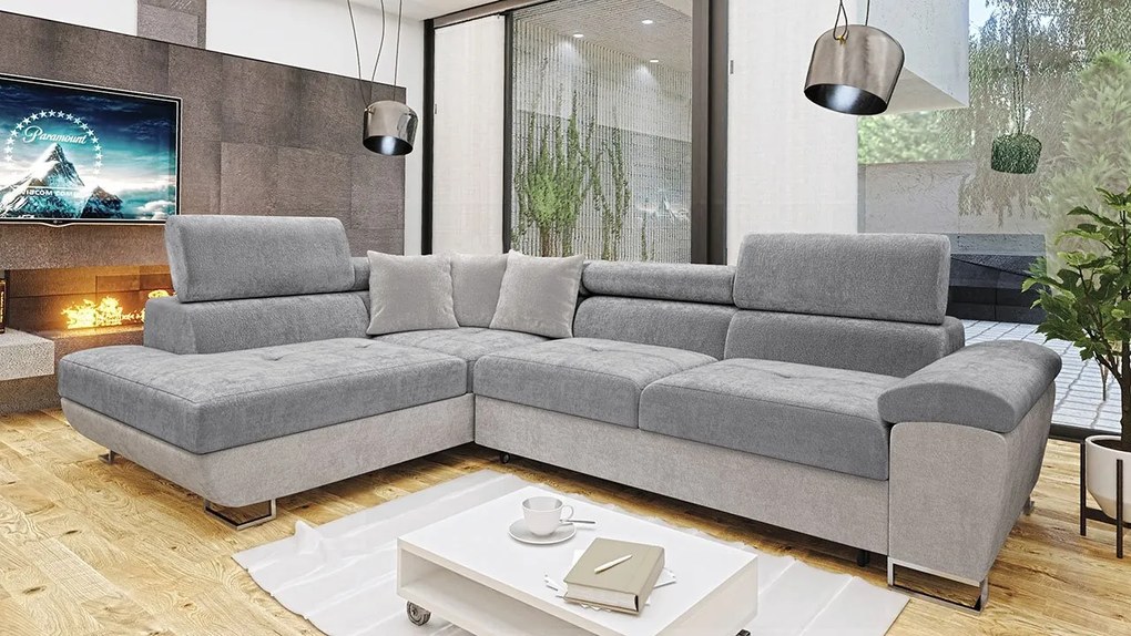 Rohová rozkladacia sedačka Alvin Premium, Dostupné poťahy: Otusso 02 + Sorriso 05 + Sorriso 05, Strana: ľavá
