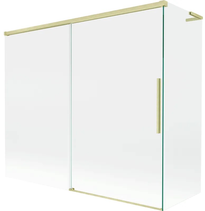 Mexen Rox, L posuvná 2-krídlová vaňová zástena 180 + 80 x 150 cm, 8mm číre sklo, zlatý matný profil, 8C9L-180-080-55-00