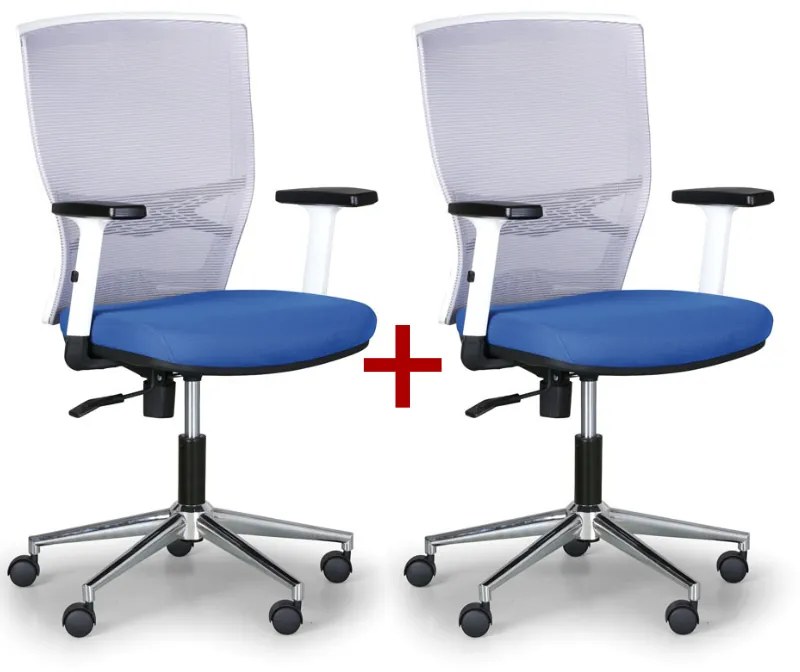 Kancelárska stolička HAAG 1+1 ZADARMO, sivá / modrá