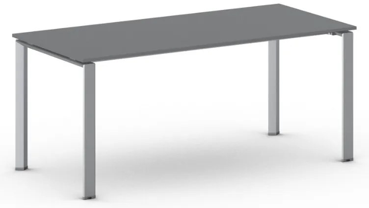 Rokovací kancelársky stôl PRIMO INFINITY, 180x90 cm, sivostrieborná podnož, grafit