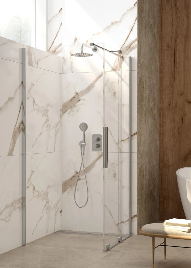 Deante Sprchová zastena Walk-in Prizma, posuvná - KTJ F39R 90 cm, oceľ kartáčovaná - bez vaničky