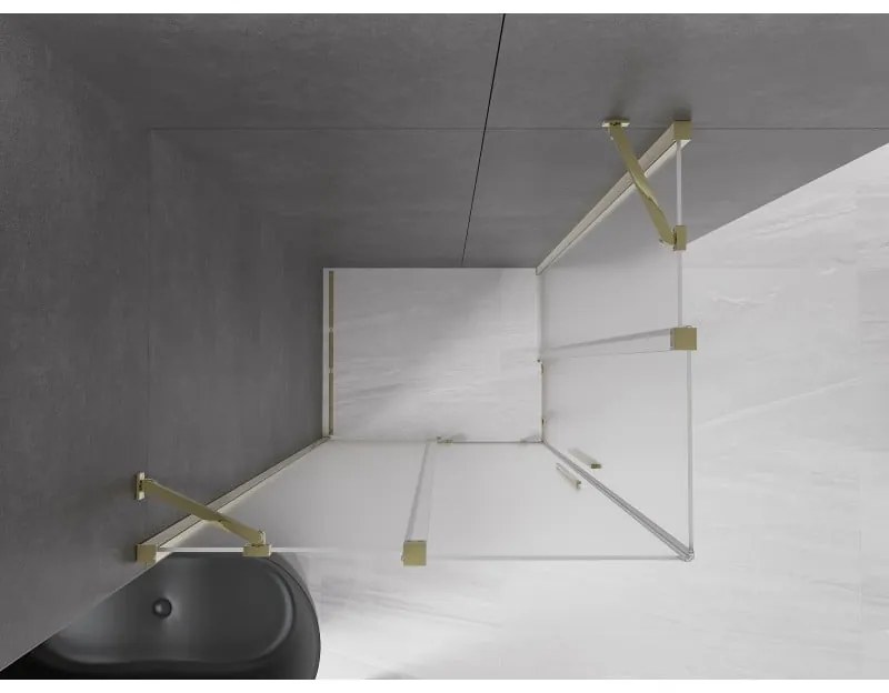 Mexen Velar Duo, sprchový kút s posuvnými dverami 90 x 80 cm, 8mm sklo námraza, zlatá lesklá, 871-090-080-32-50