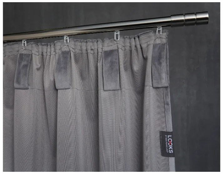 Looks by Wolfgang Joop Zamatový záves, 135 x 245 cm, 2 kusy (tmavosivá) (100390451)