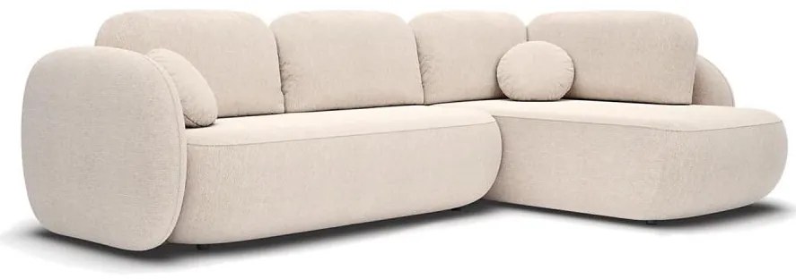 Rohová rozkladacia sedacia súprava s úložným priestorom do tvaru L OLBIA pravá béžová