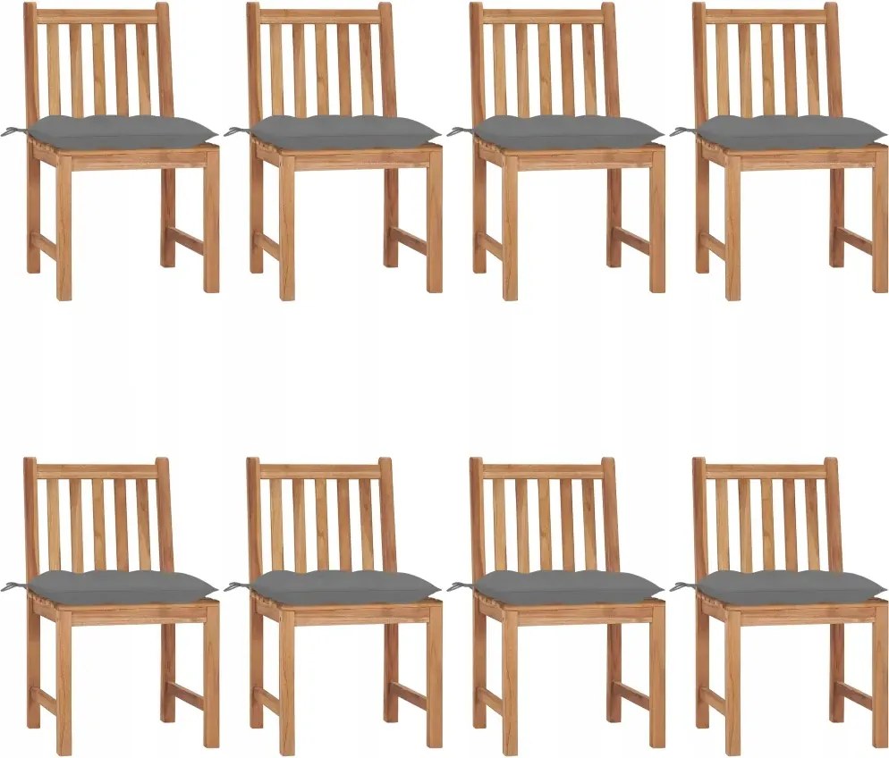 vidaXL Záhradné stoličky 8 ks s podložkami tíkový masív