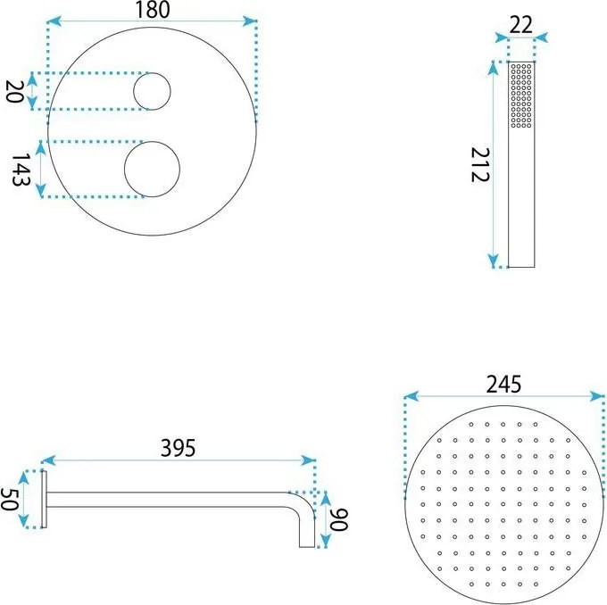 Rea Venti, podomietková sprchová súprava + BOX, zlatá lesklá, REA-P8713